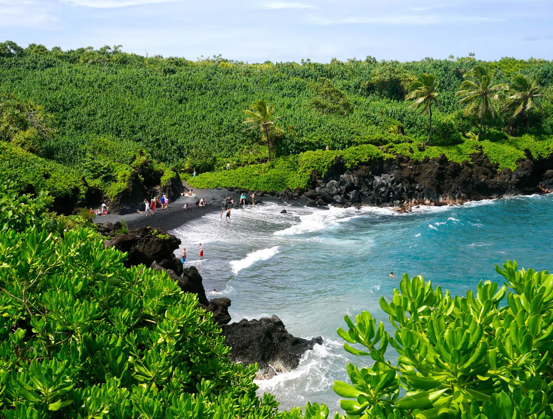 Black Sand Beach from Above - Hana Bound - Holo Holo Maui Tours